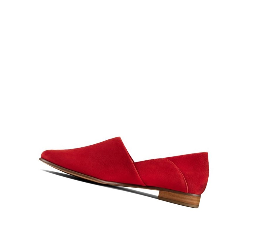 Clarks Pure Tone Wildleder Weite Fit Slip On Schuhe Damen Rot | ZPHG07269