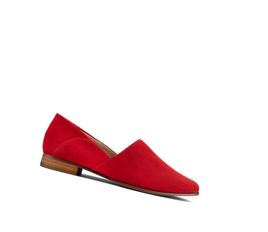 Clarks Pure Tone Wildleder Weite Fit Slip On Schuhe Damen Rot | ZPHG07269