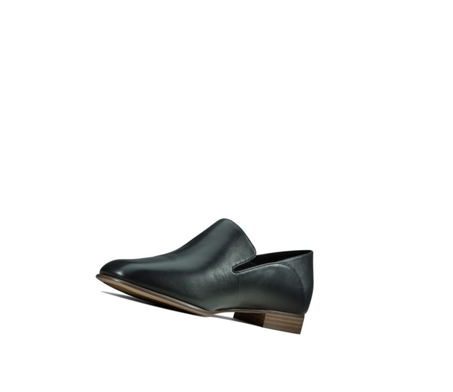 Clarks Pure Viola Leder Slip On Schuhe Damen Schwarz | OEXJ26390