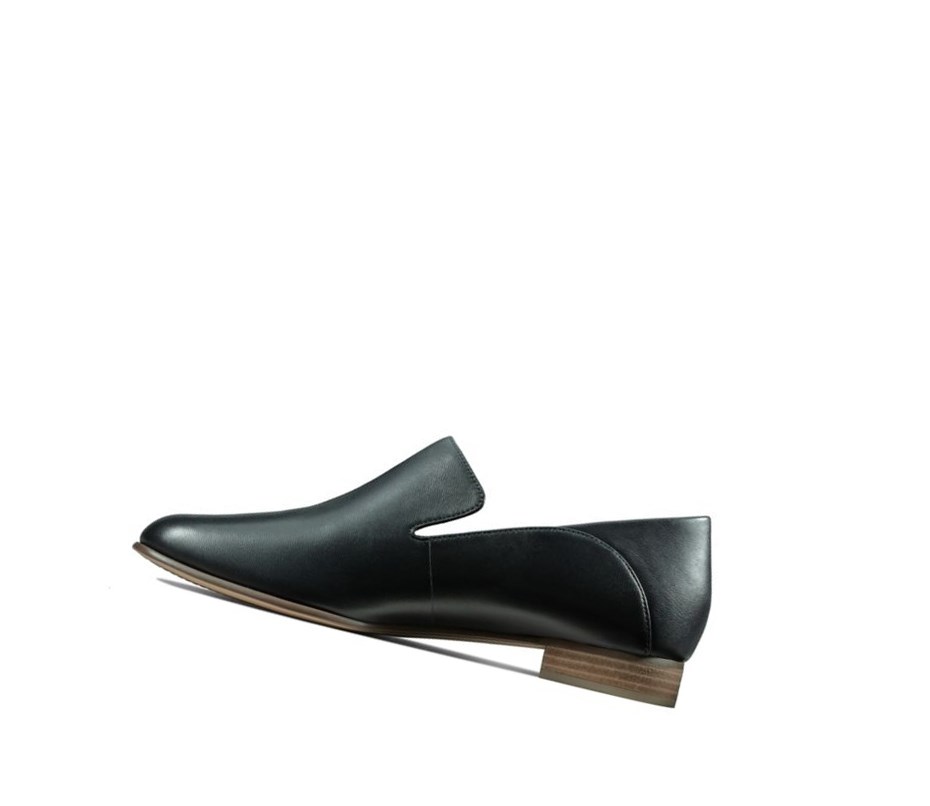 Clarks Pure Viola Leder Slip On Schuhe Damen Schwarz | OEXJ26390