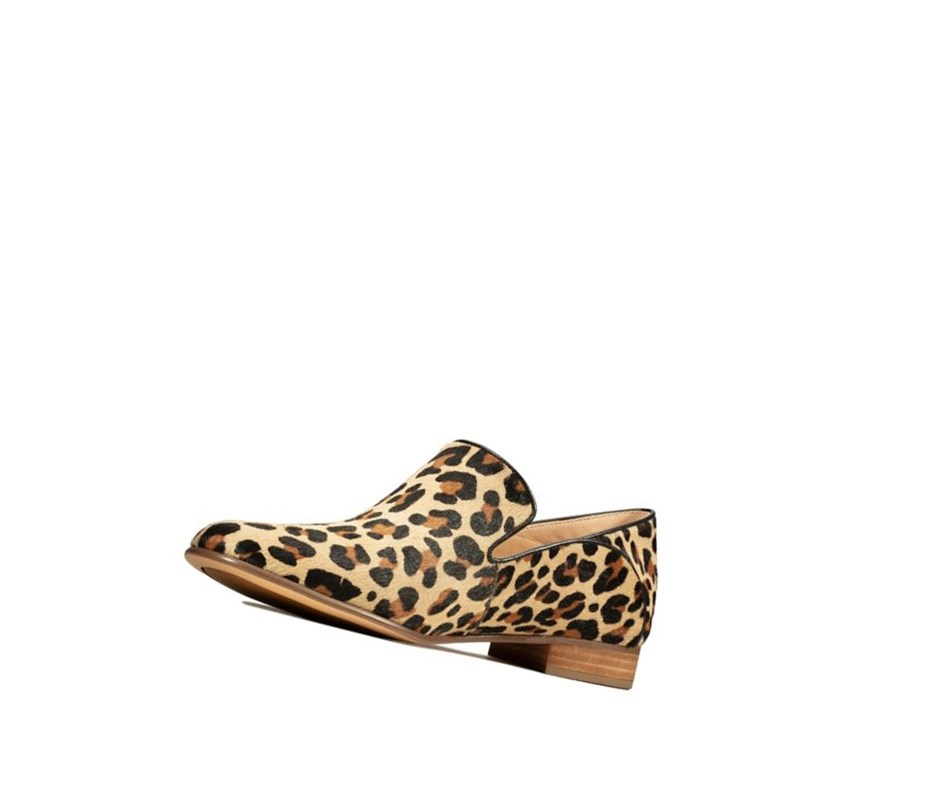 Clarks Pure Viola Print Leder Loafers Damen Leopard | FTNO29038
