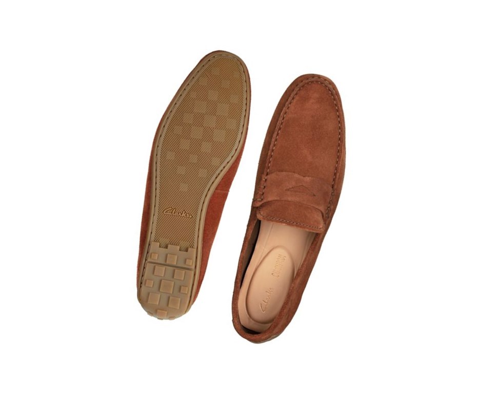 Clarks Reazor Penny Wildleder Slip On & Loafers Herren Braun | VOFL01354