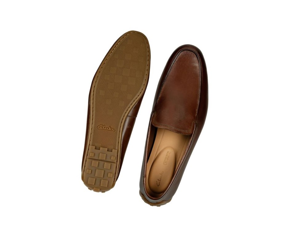 Clarks Reazor Plain Leder Slip On Schuhe Herren Braun | JSHV90536