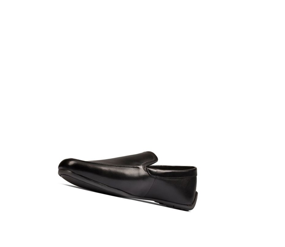 Clarks Reazor Plain Leder Slip On Schuhe Herren Schwarz | ZNVE28601