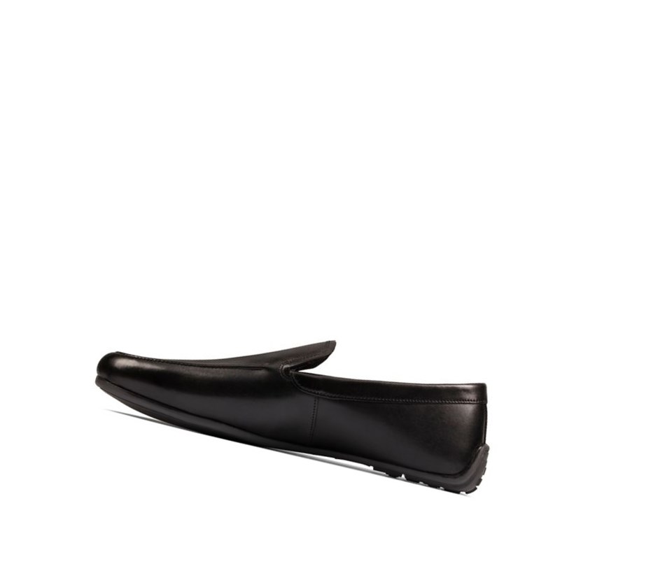 Clarks Reazor Plain Leder Slip On Schuhe Herren Schwarz | ZNVE28601