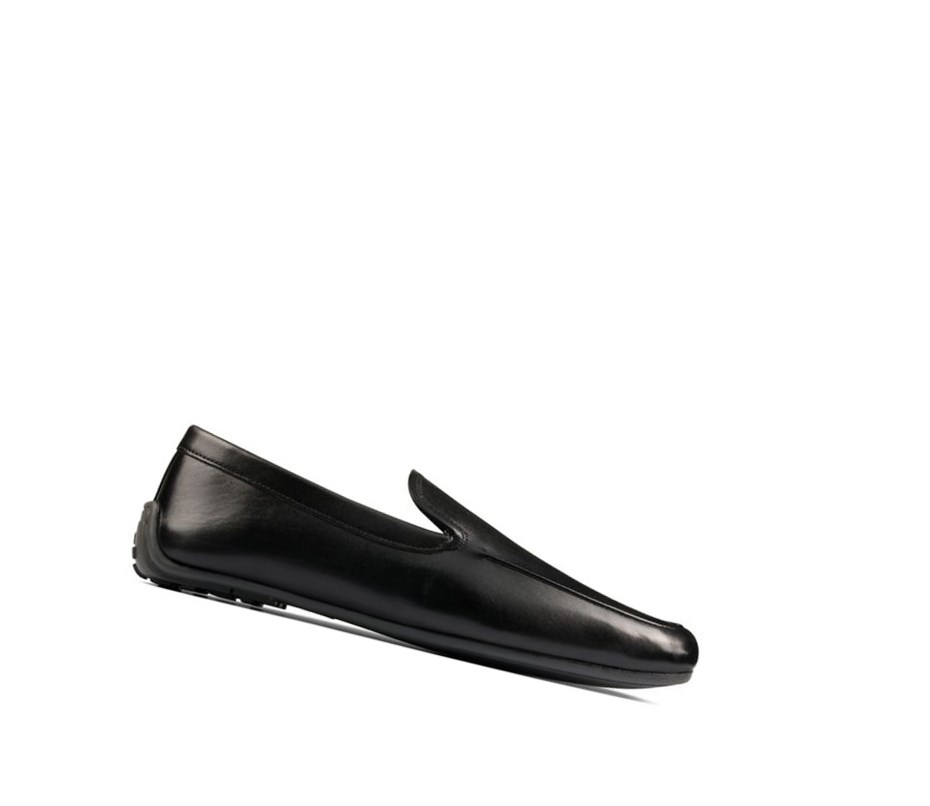 Clarks Reazor Plain Leder Slip On Schuhe Herren Schwarz | ZNVE28601