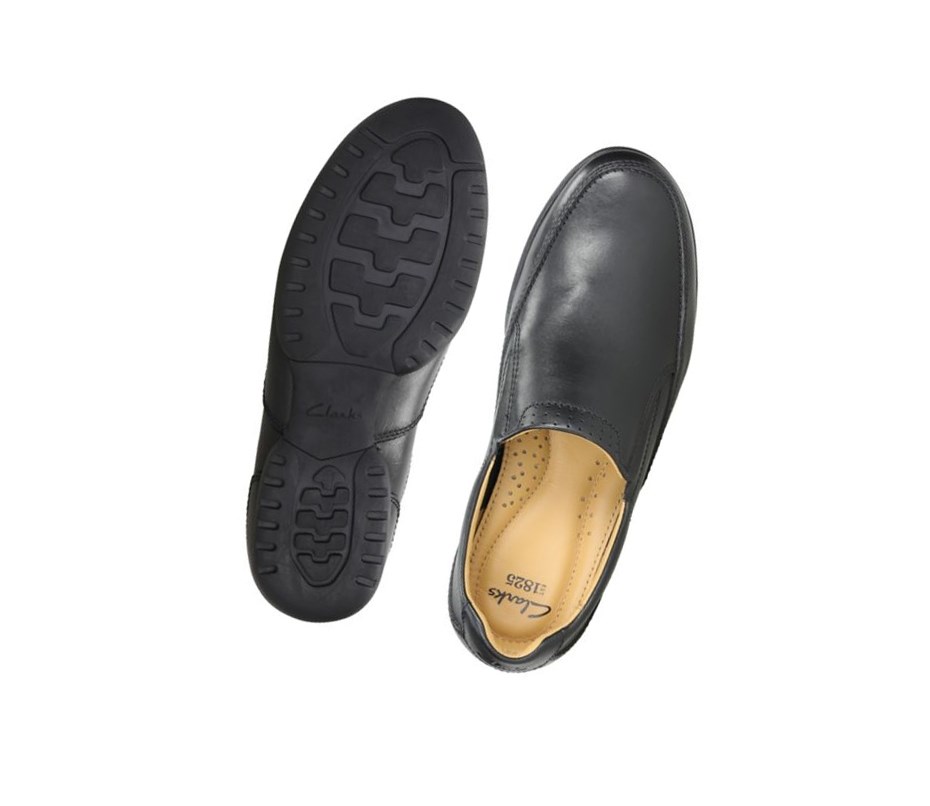 Clarks Recline Free Leder Slip On Schuhe Herren Schwarz | KTGY37680