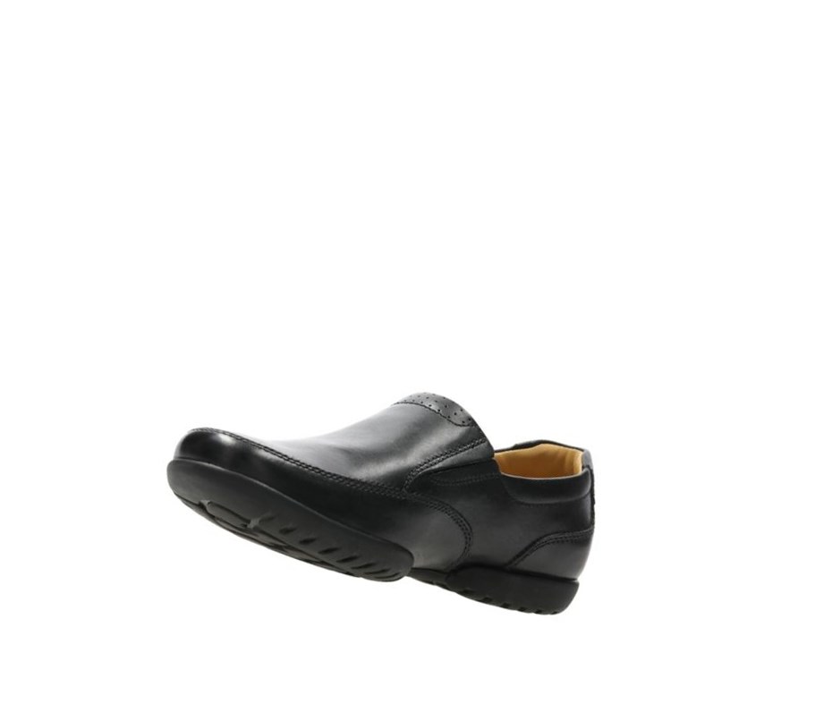 Clarks Recline Free Leder Weite Fit Slip On Schuhe Herren Schwarz | QWGN18905