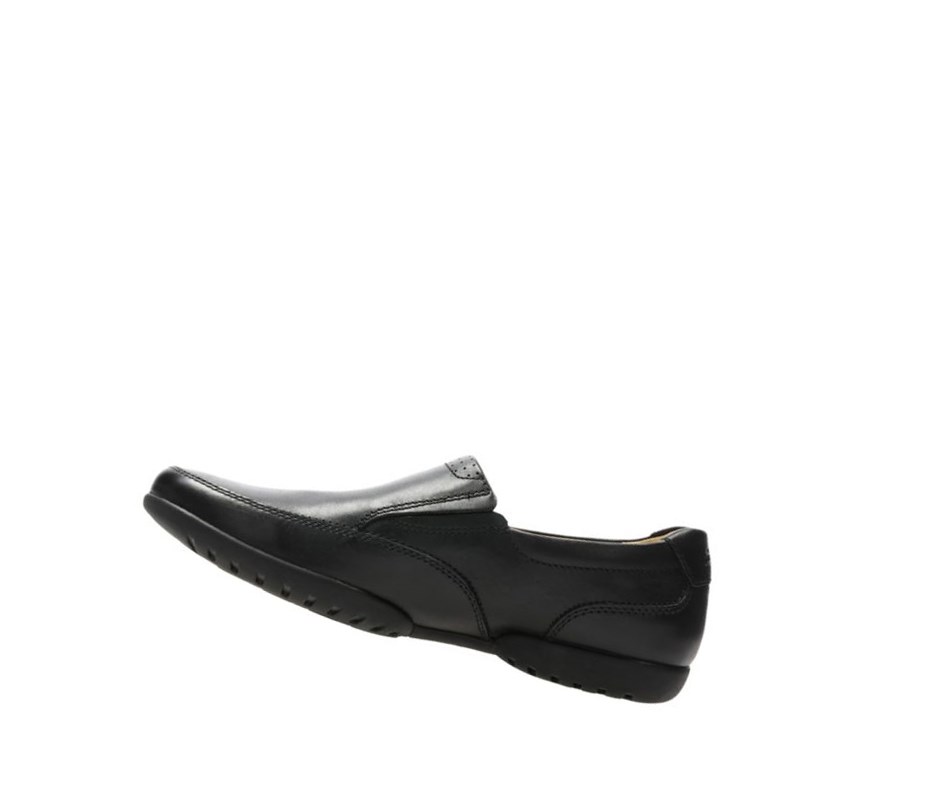 Clarks Recline Free Leder Weite Fit Slip On Schuhe Herren Schwarz | QWGN18905