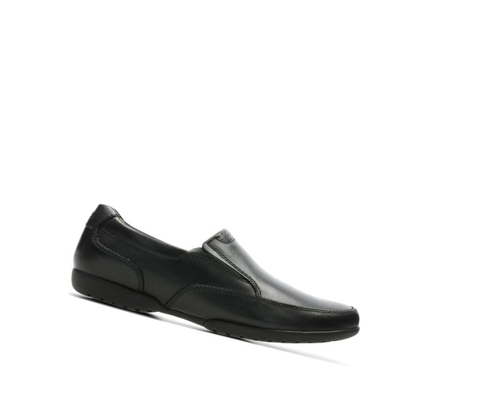 Clarks Recline Free Leder Weite Fit Slip On Schuhe Herren Schwarz | QWGN18905