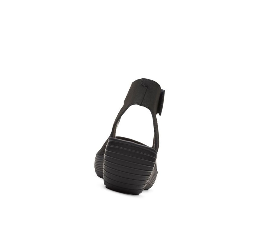 Clarks Reedly Jump Leder Keilabsatz Sandalen Damen Schwarz | TKQA06754