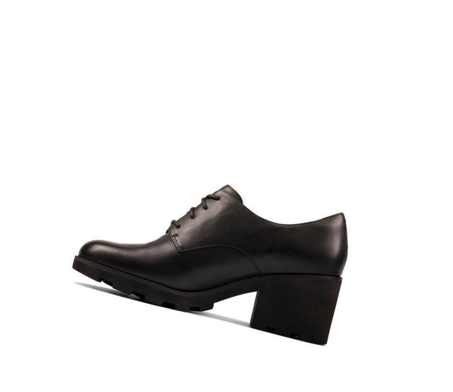 Clarks Rene Spitze Leder Lederschuhe Damen Schwarz | QCMP93570