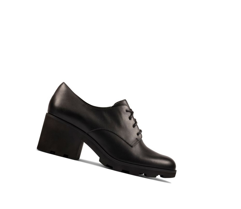 Clarks Rene Spitze Leder Lederschuhe Damen Schwarz | QCMP93570