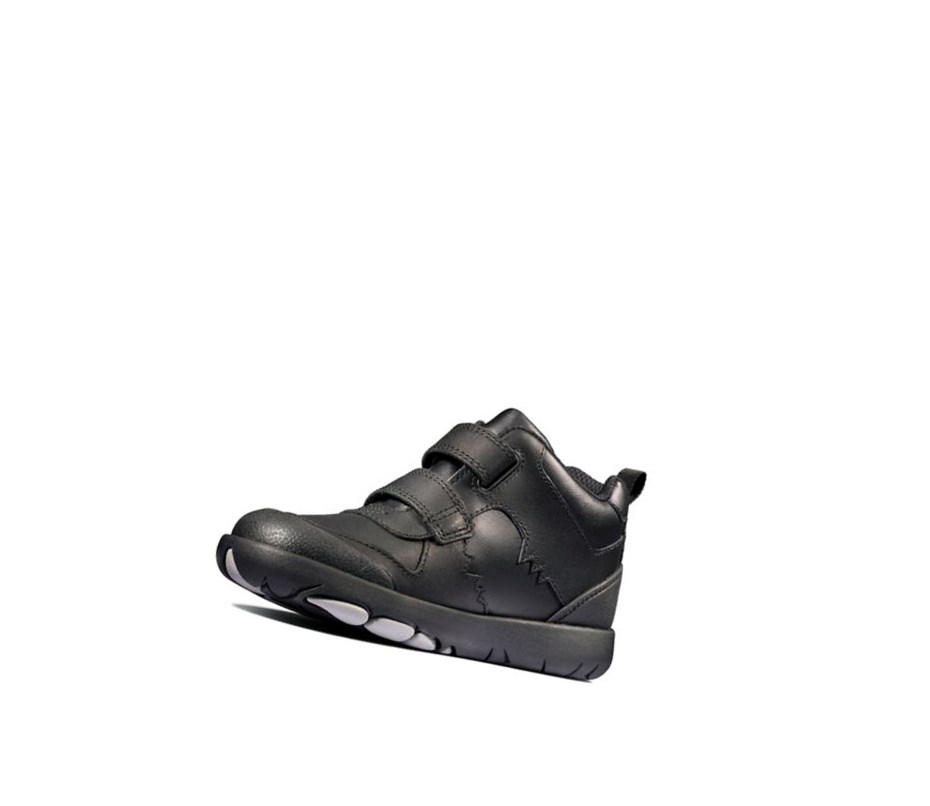 Clarks Rex Crash Leder Stiefeletten Jungen Schwarz | AYMR02197