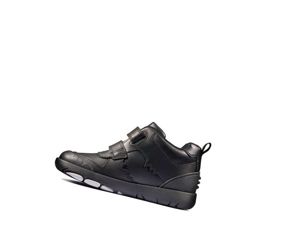 Clarks Rex Crash Leder Stiefeletten Jungen Schwarz | AYMR02197