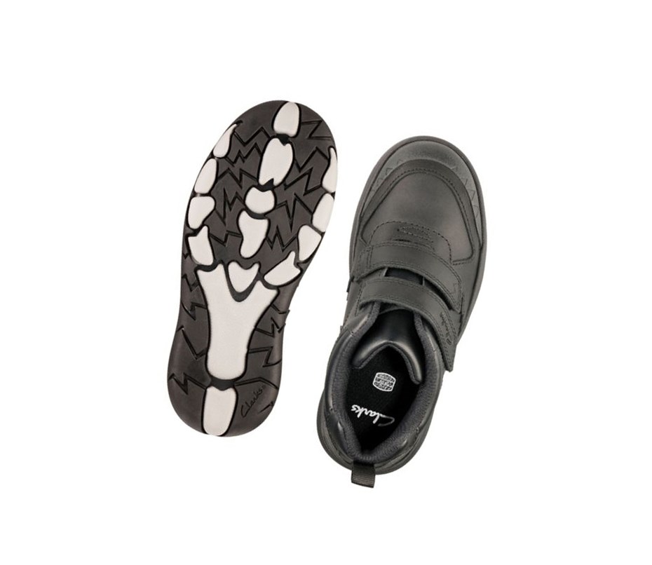 Clarks Rex Crash Leder Stiefeletten Jungen Schwarz | AYMR02197