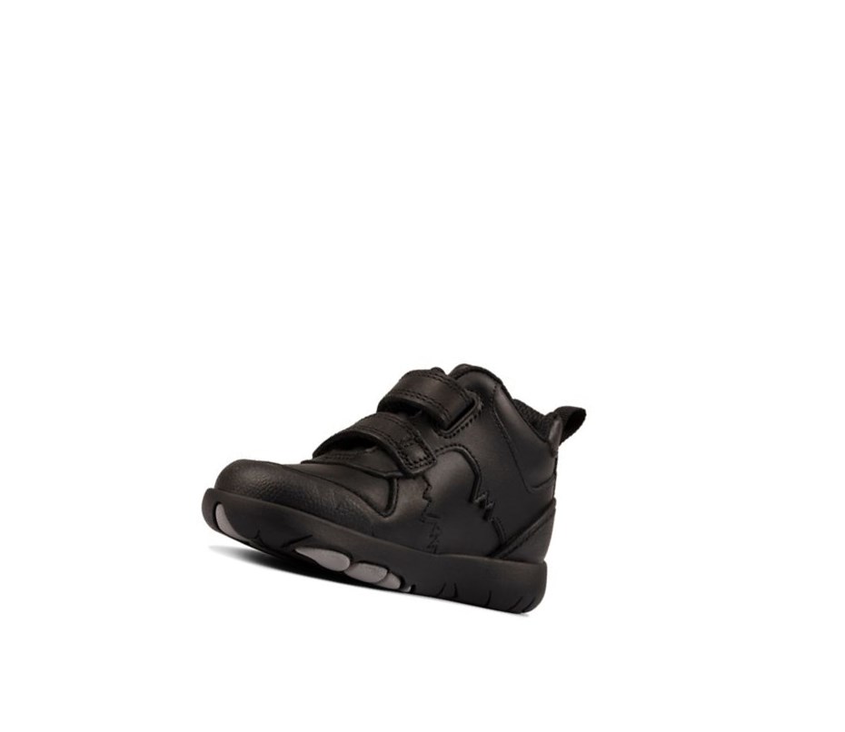 Clarks Rex Crash Leder Stiefeletten Jungen Schwarz | NTCD76912