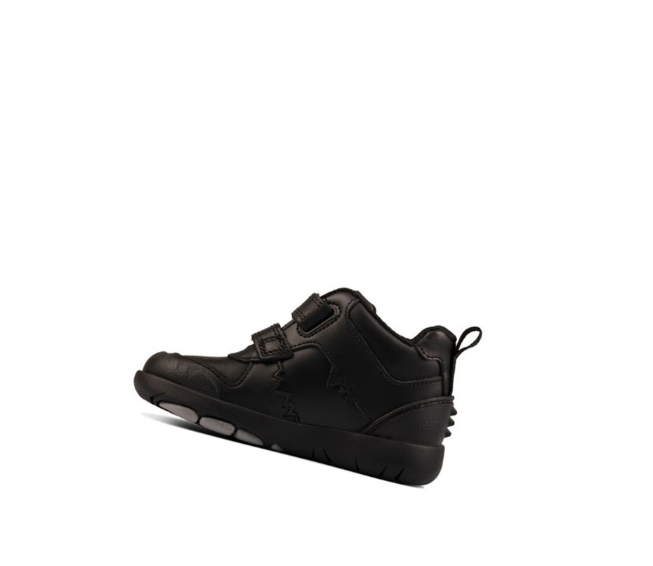 Clarks Rex Crash Leder Stiefeletten Jungen Schwarz | NTCD76912