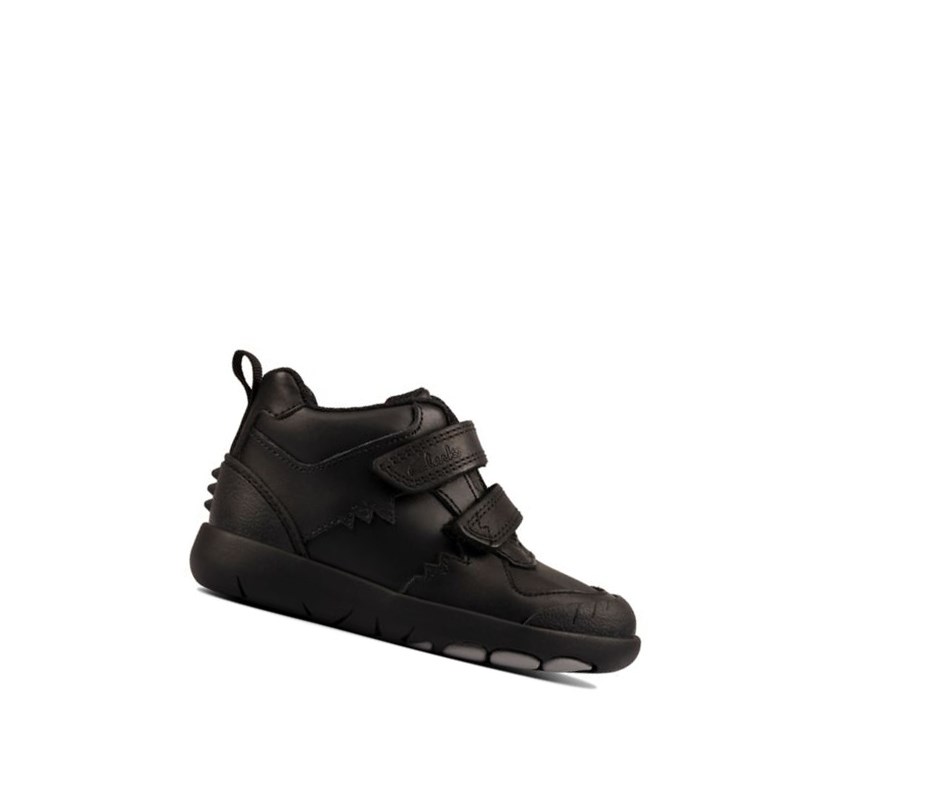 Clarks Rex Crash Leder Stiefeletten Jungen Schwarz | NTCD76912