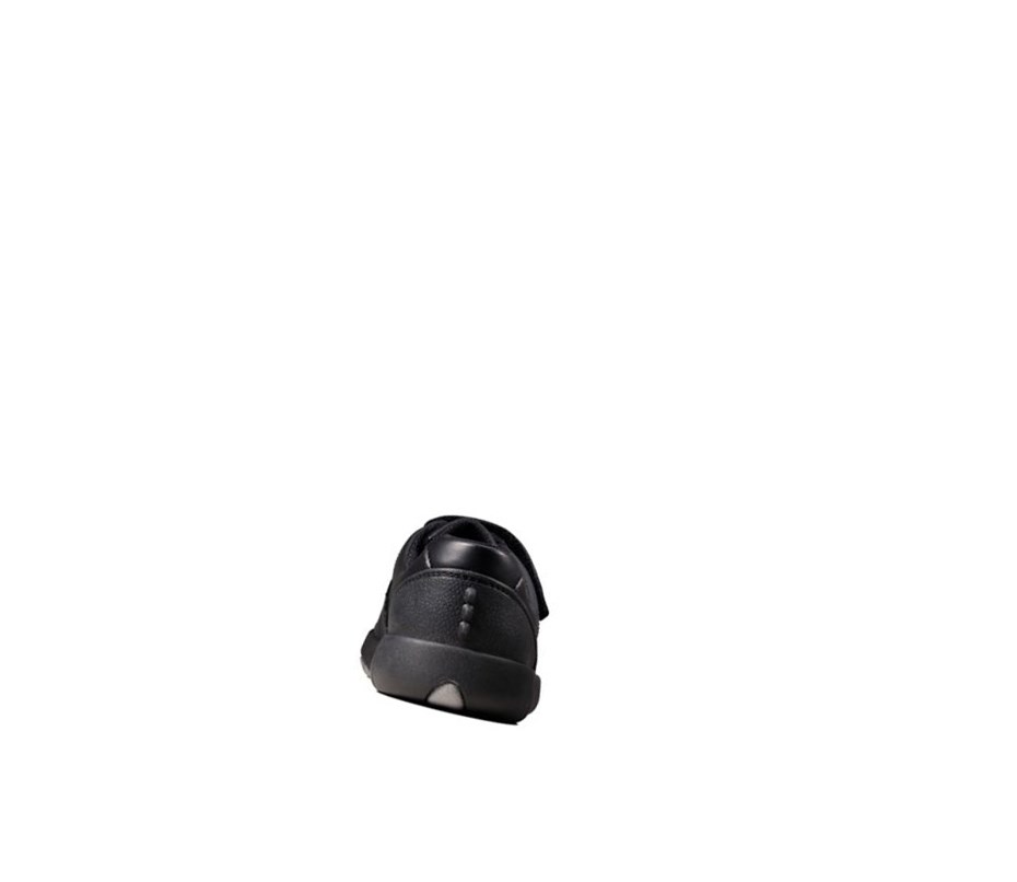 Clarks Rex Pace Leder Schulschuhe Jungen Schwarz | WOQY14709