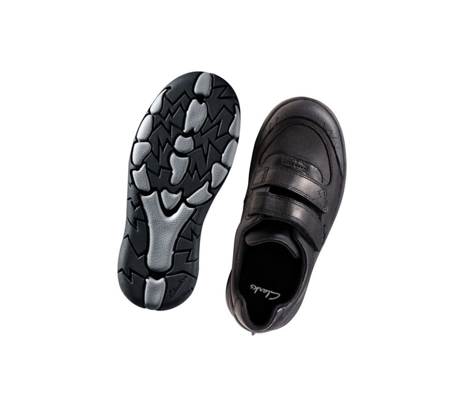 Clarks Rex Pace Leder Schulschuhe Mädchen Schwarz | NBYF63529