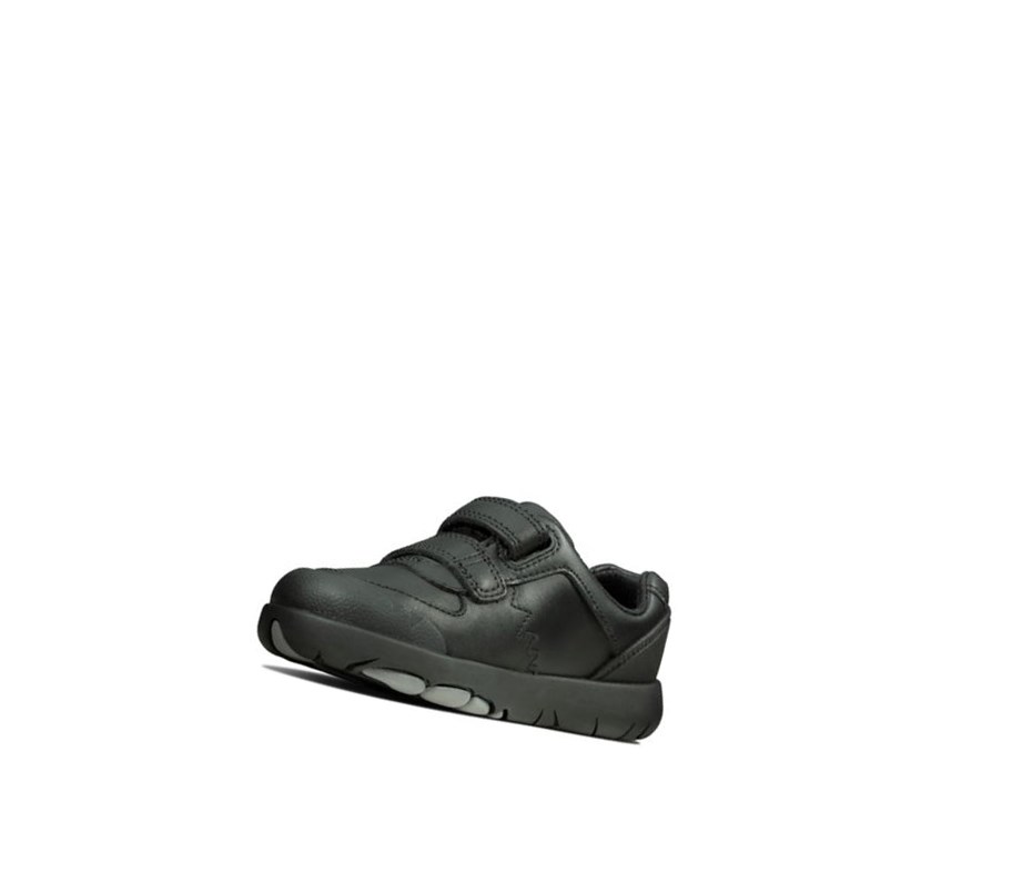 Clarks Rex Pace Leder Schulschuhe Mädchen Schwarz | YPUJ28653