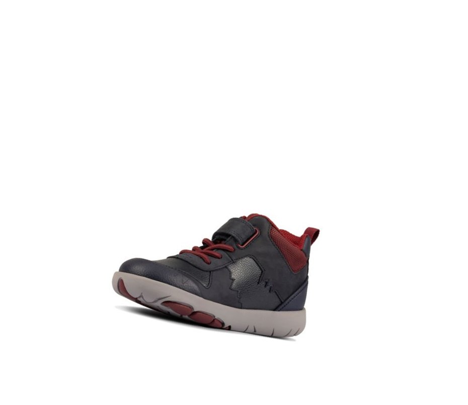 Clarks Rex Park Leder Stiefeletten Mädchen Navy | BDLO43968