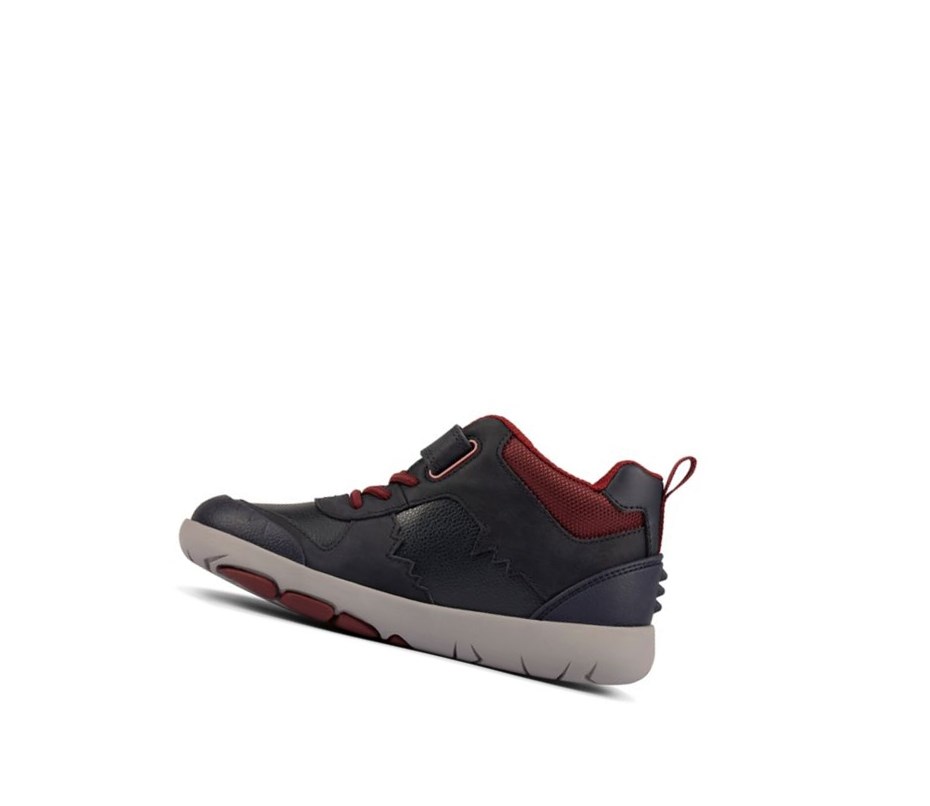 Clarks Rex Park Leder Stiefeletten Mädchen Navy | BDLO43968