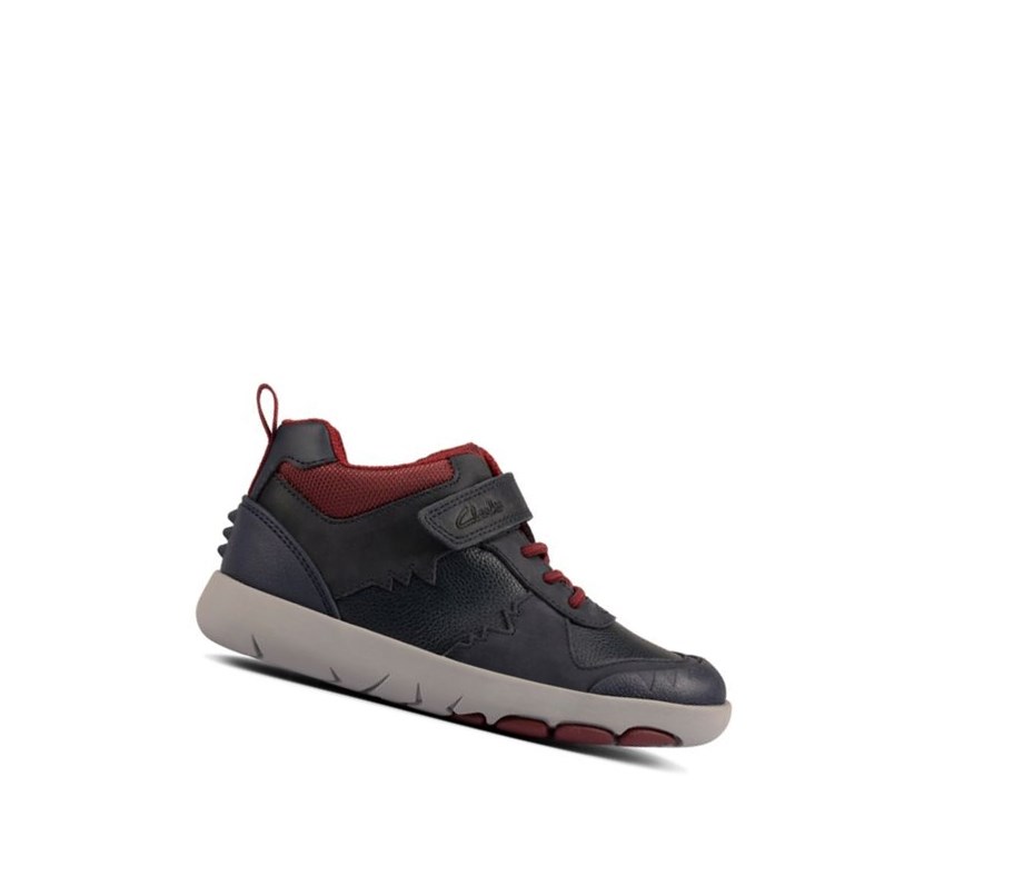 Clarks Rex Park Leder Stiefeletten Mädchen Navy | BDLO43968