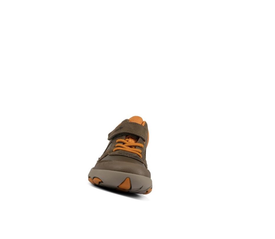 Clarks Rex Park Leder Stiefeletten Mädchen Khaki | OBFV57480