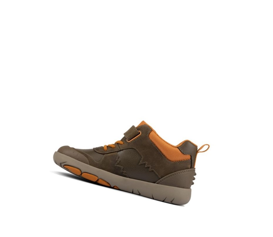 Clarks Rex Park Leder Stiefeletten Mädchen Khaki | OBFV57480