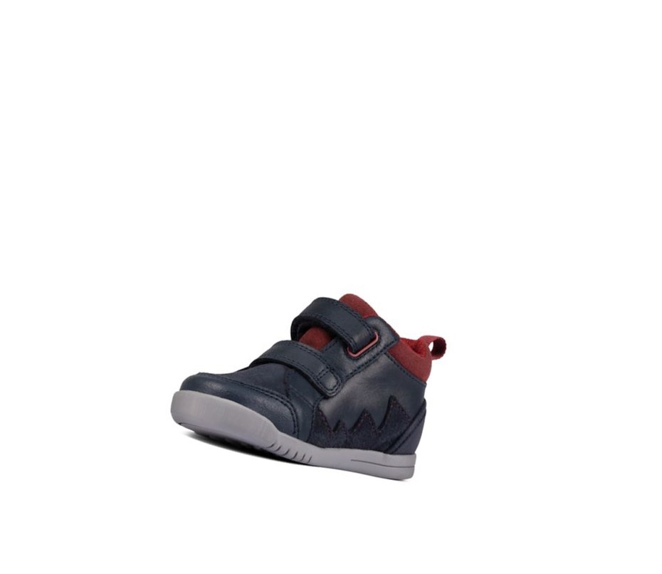 Clarks Rex Park Leder Wanderschuhe Mädchen Navy | FGXQ94812