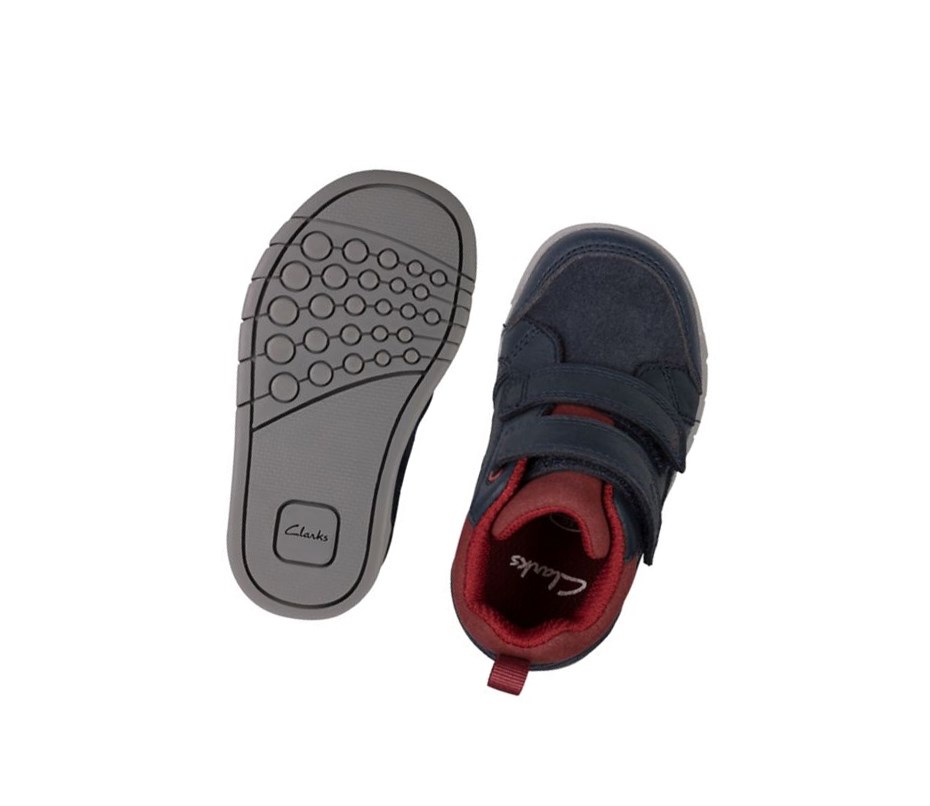 Clarks Rex Park Leder Wanderschuhe Mädchen Navy | FGXQ94812