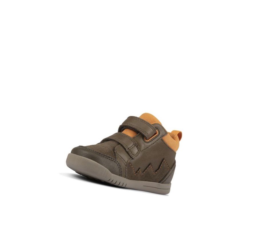Clarks Rex Park Leder Wanderschuhe Mädchen Khaki | GCTV90235