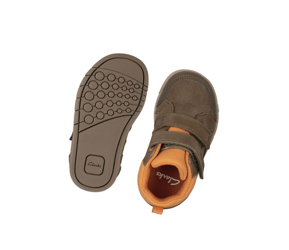 Clarks Rex Park Leder Wanderschuhe Mädchen Khaki | GCTV90235