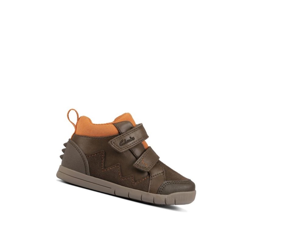 Clarks Rex Park Leder Wanderschuhe Mädchen Khaki | GCTV90235