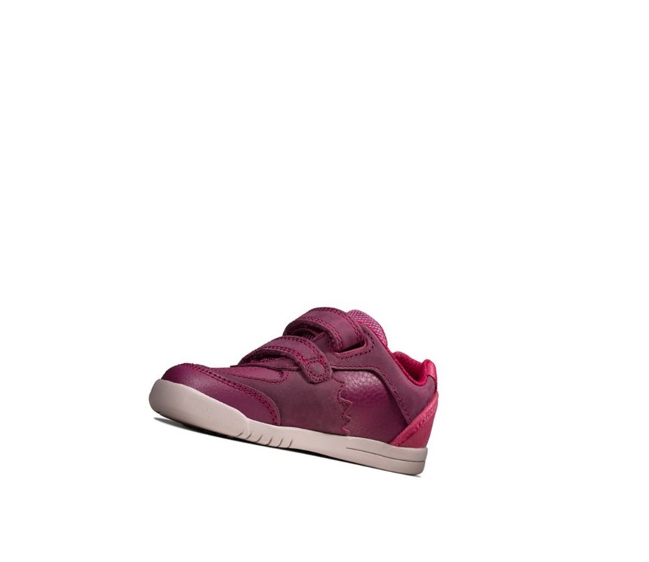 Clarks Rex Quest Leder Lederschuhe Jungen Bordeaux | JMEW61987