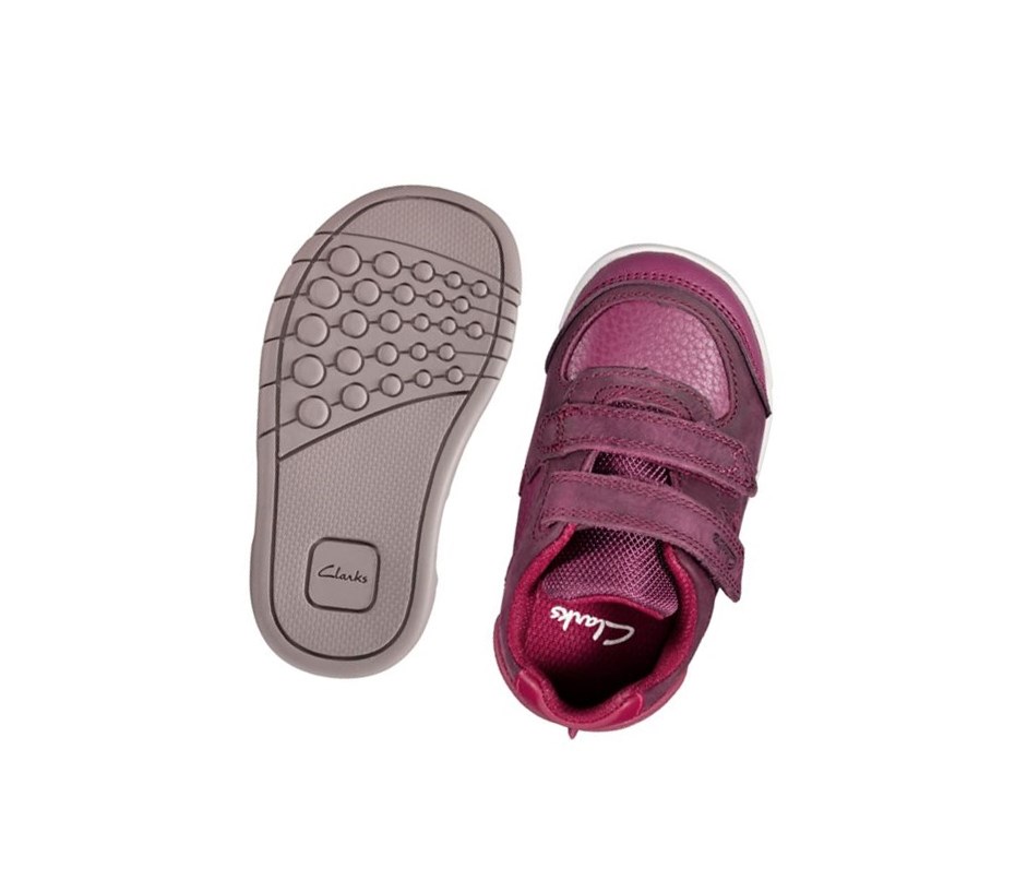 Clarks Rex Quest Leder Lederschuhe Jungen Bordeaux | JMEW61987