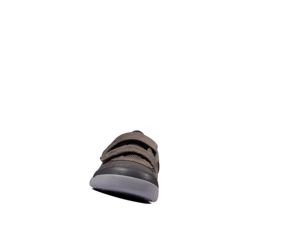 Clarks Rex Quest Leder Lederschuhe Mädchen Dunkelgrau | APES74362