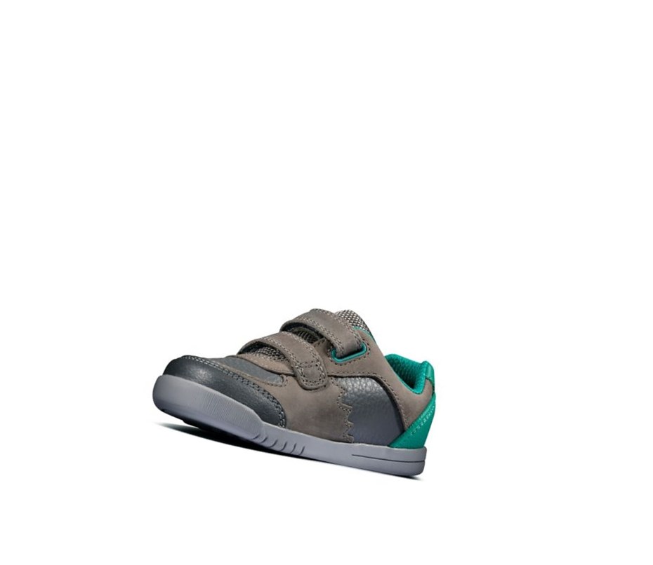 Clarks Rex Quest Leder Lederschuhe Mädchen Dunkelgrau | APES74362