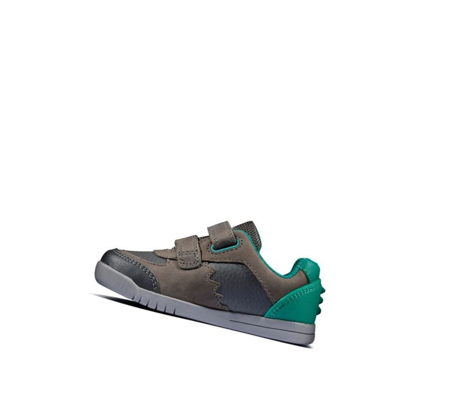 Clarks Rex Quest Leder Lederschuhe Mädchen Dunkelgrau | APES74362
