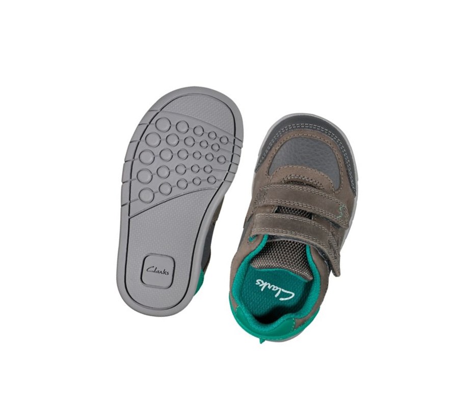 Clarks Rex Quest Leder Lederschuhe Mädchen Dunkelgrau | APES74362