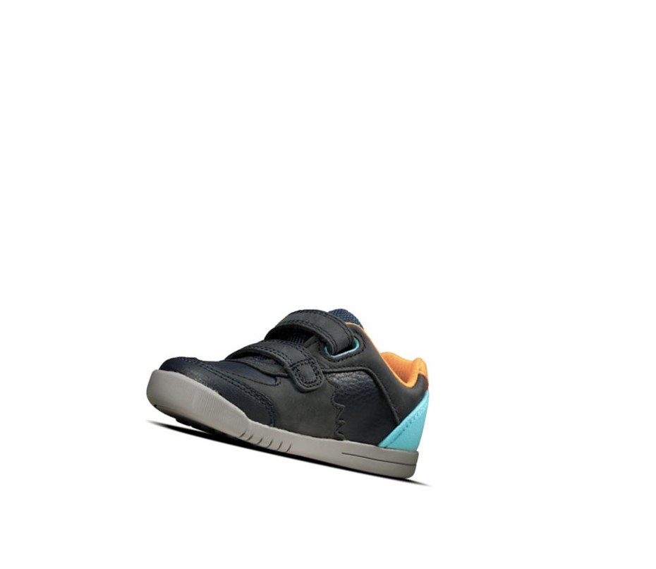Clarks Rex Quest Leder Lederschuhe Mädchen Navy | GBTZ68392