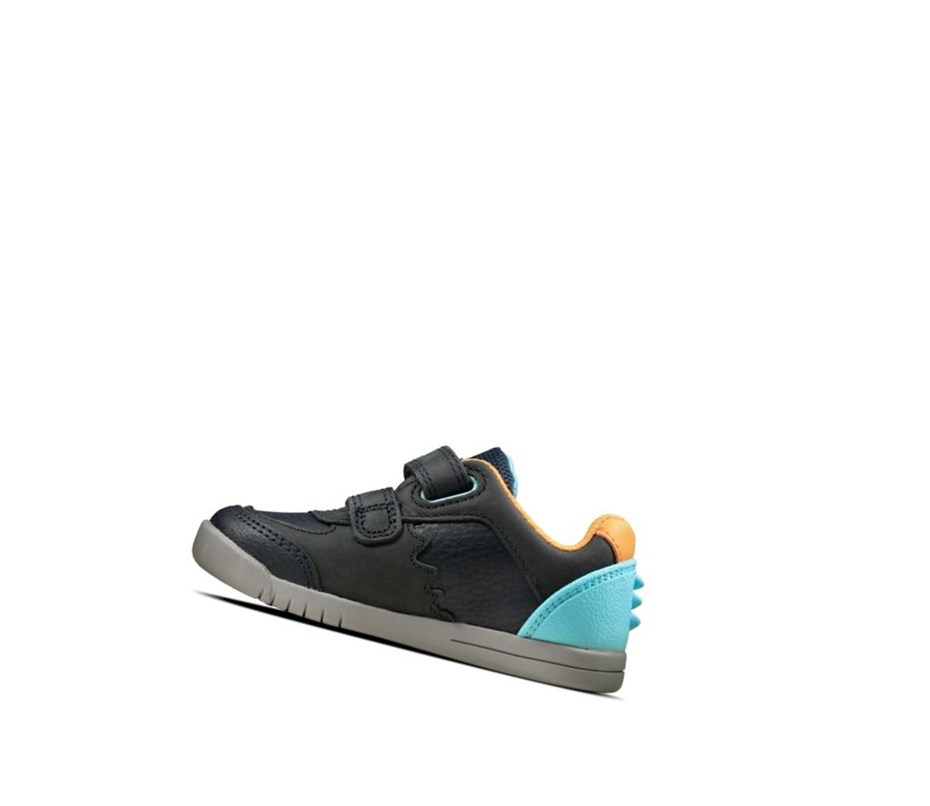 Clarks Rex Quest Leder Lederschuhe Mädchen Navy | GBTZ68392