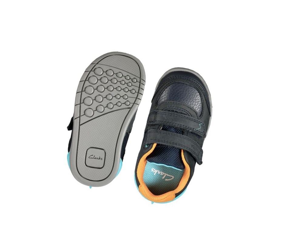 Clarks Rex Quest Leder Lederschuhe Mädchen Navy | GBTZ68392
