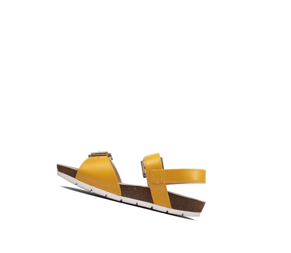 Clarks River Sand Leder Lässige Sandalen Mädchen Gelb | OVPF78051