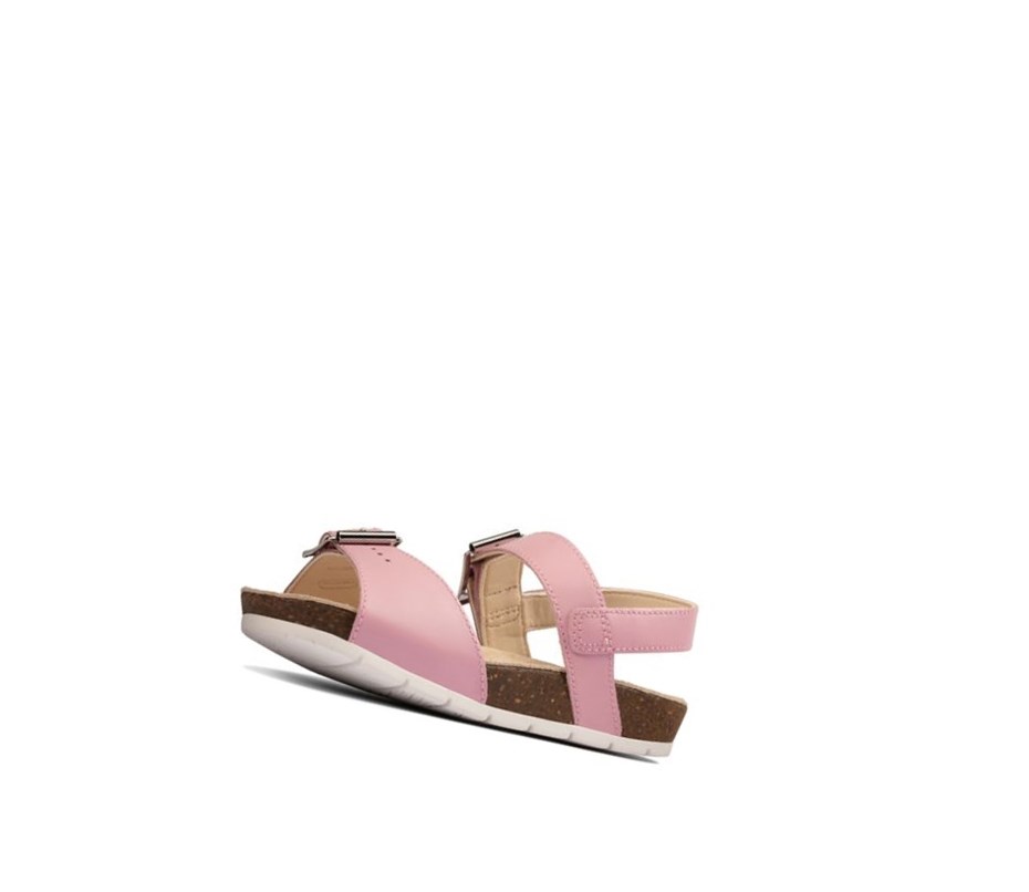 Clarks River Sand Leder Lässige Sandalen Mädchen Hellrosa | QZWA51936