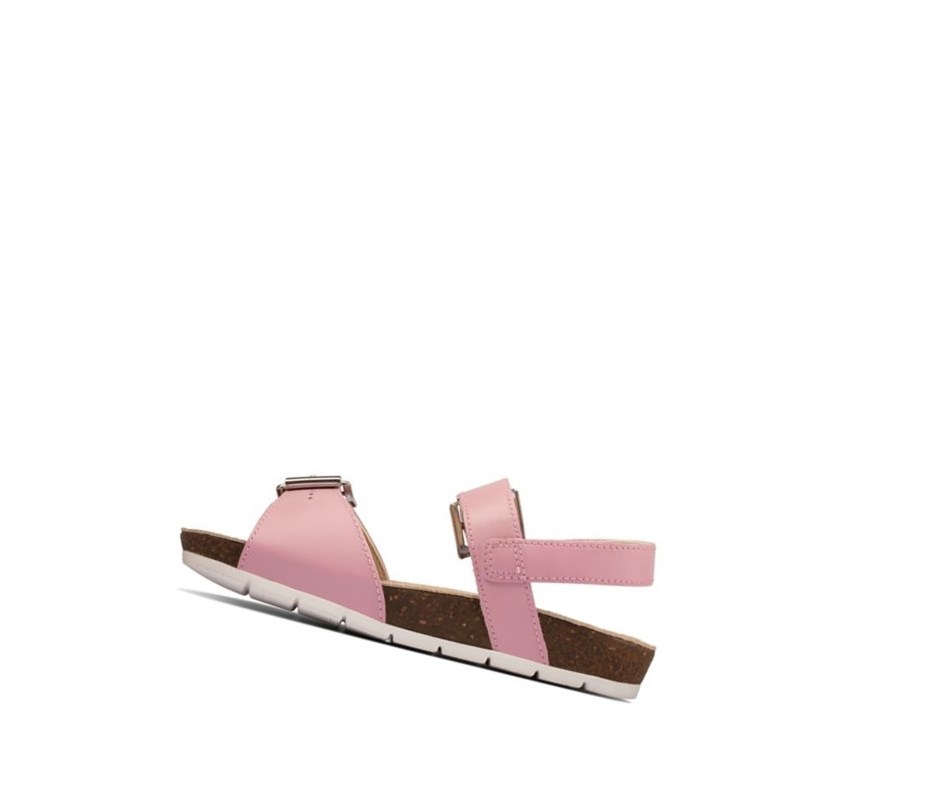 Clarks River Sand Leder Lässige Sandalen Mädchen Hellrosa | QZWA51936