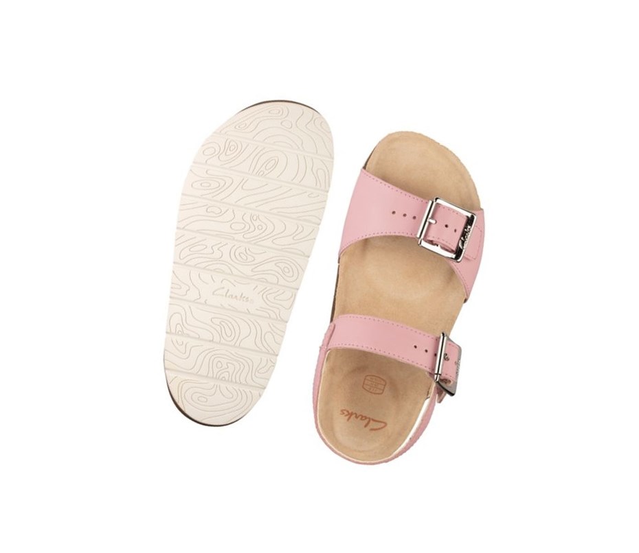 Clarks River Sand Leder Lässige Sandalen Mädchen Hellrosa | QZWA51936