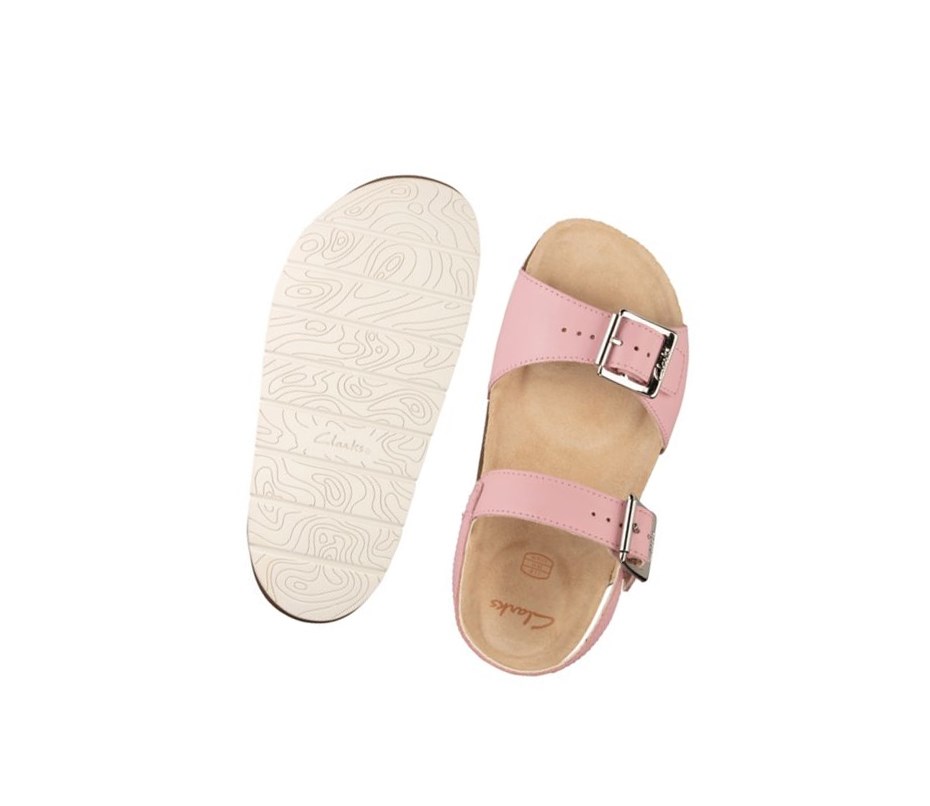 Clarks River Sand Leder Lässige Sandalen Mädchen Hellrosa | YJFI49836